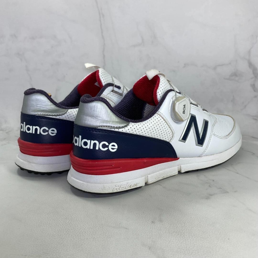 【美品】new balance ゴルフシューズ 26.0㎝ 白/紺/赤