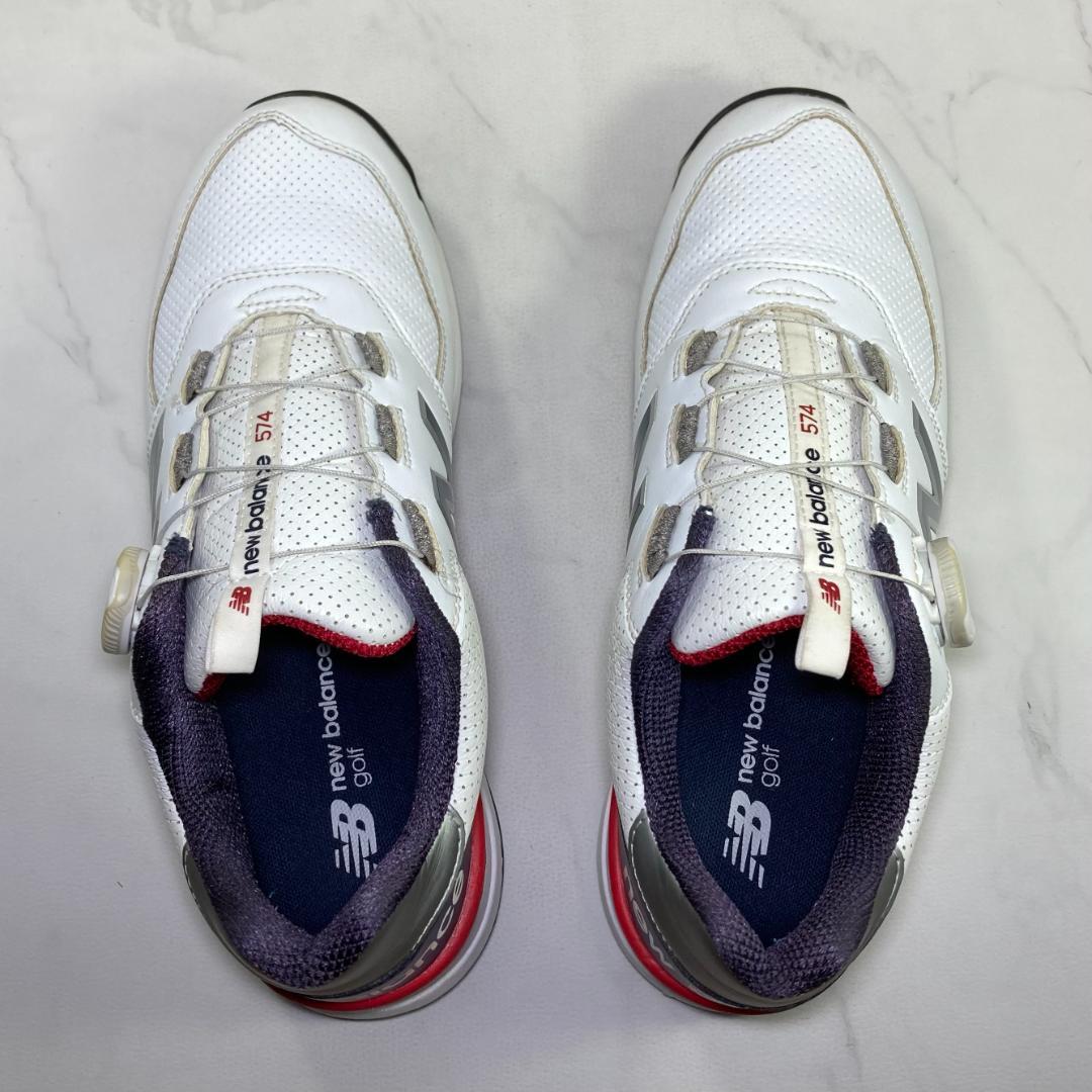 【美品】new balance ゴルフシューズ 26.0㎝ 白/紺/赤