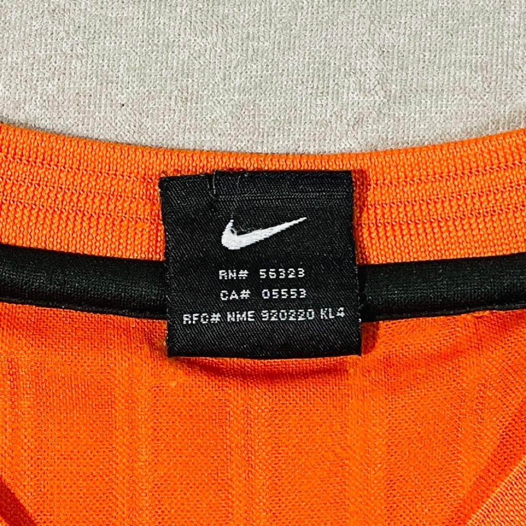 【00s】NIKE製 長袖サッカーシャツ/オレンジ/黒/Lサイズ　TEAMタグ
