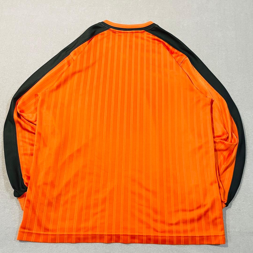 【00s】NIKE製 長袖サッカーシャツ/オレンジ/黒/Lサイズ　TEAMタグ