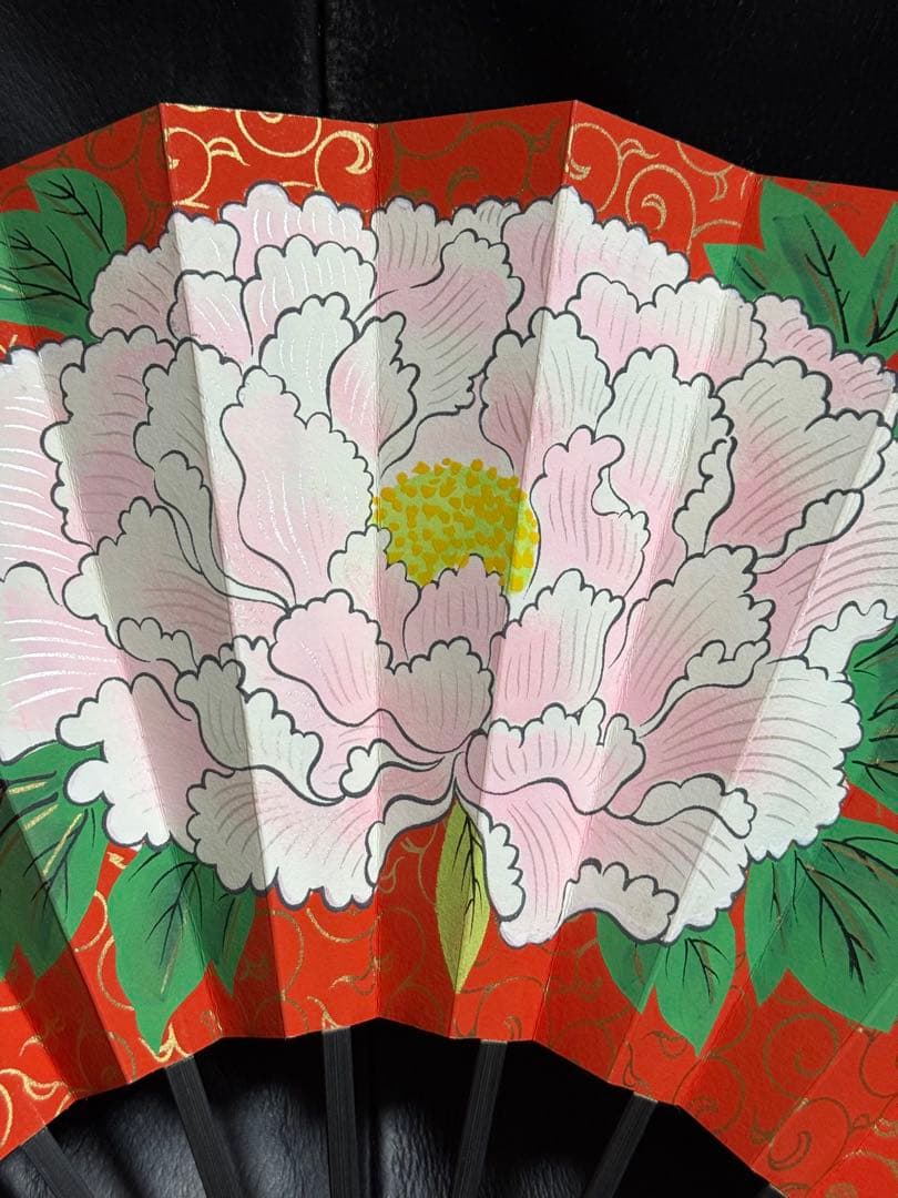 扇子　29cm 赤地一輪牡丹図　舞扇子　舞踊　大衆演劇　着物　和装　小物