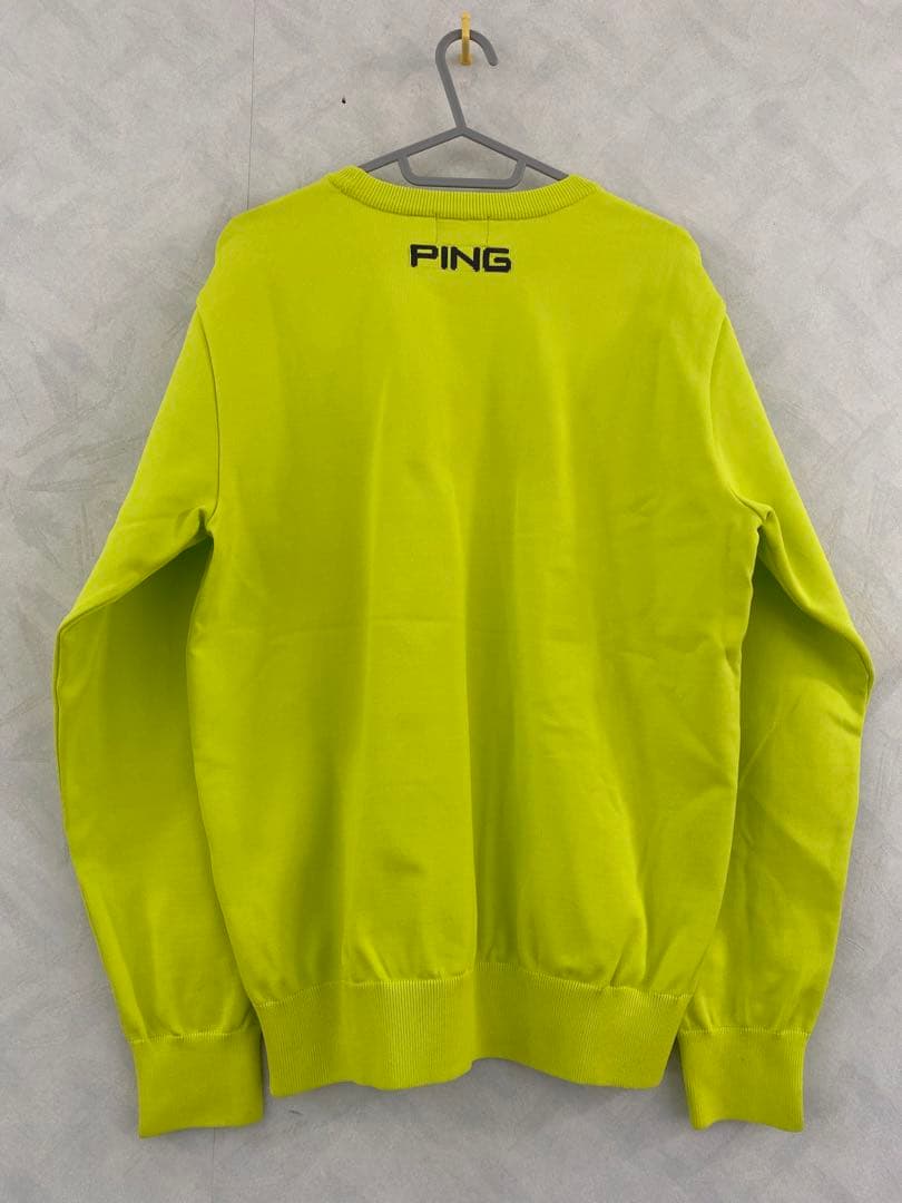 美品 PING 撥水 ビッグロゴ クルーネック ニット プルオーバー L ピン
