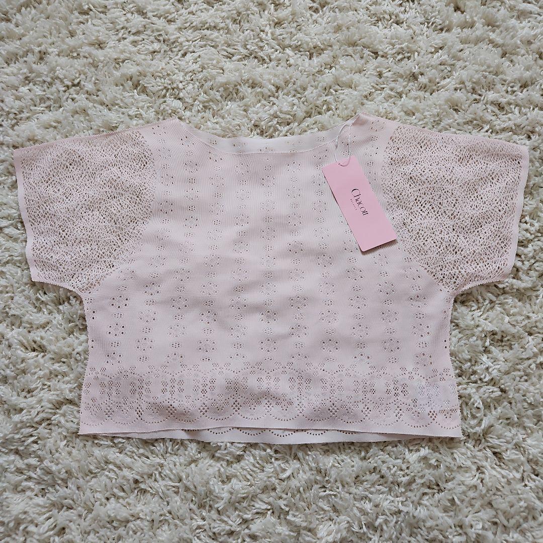 チャコット　アイレットレース　ニット　Tシャツ　M