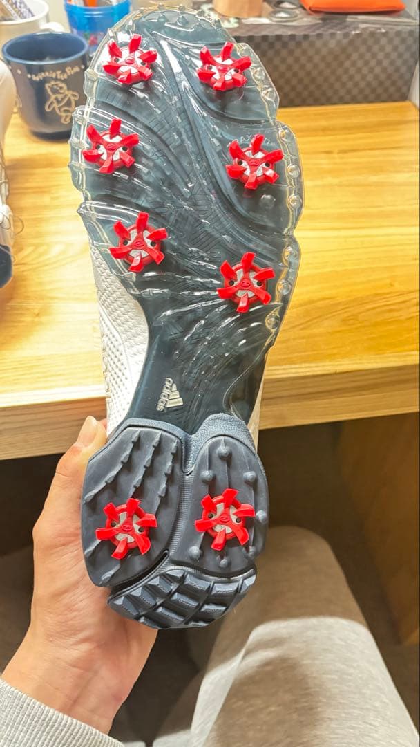 adidas ゴルフシューズ ホワイト スパイク付き
