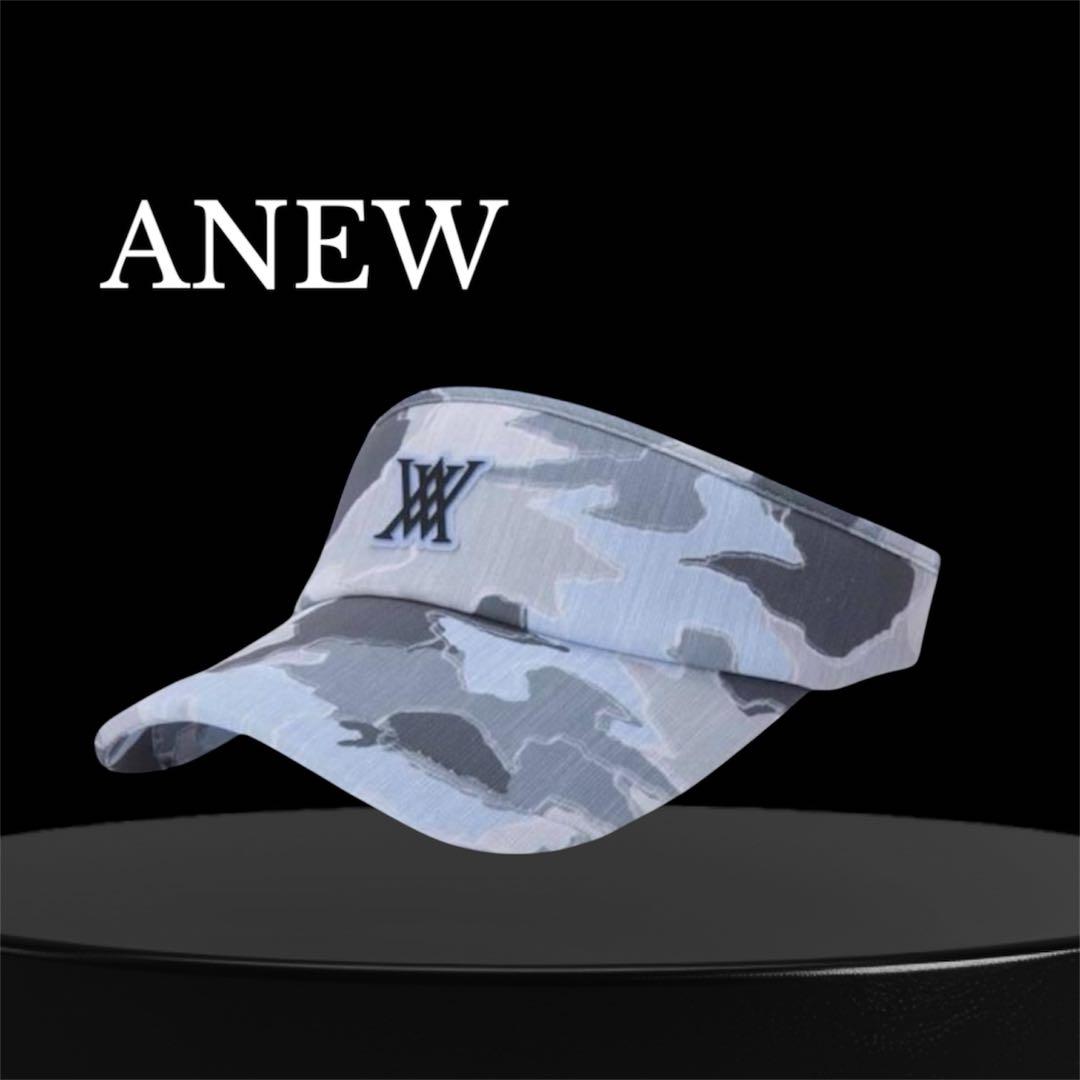 新品⭐️タグ付き❤️S サイズ ANEW ロゴ　サンバイザー　ブルーカモ