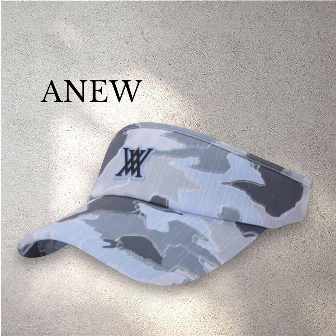 新品⭐️タグ付き❤️S サイズ ANEW ロゴ　サンバイザー　ブルーカモ