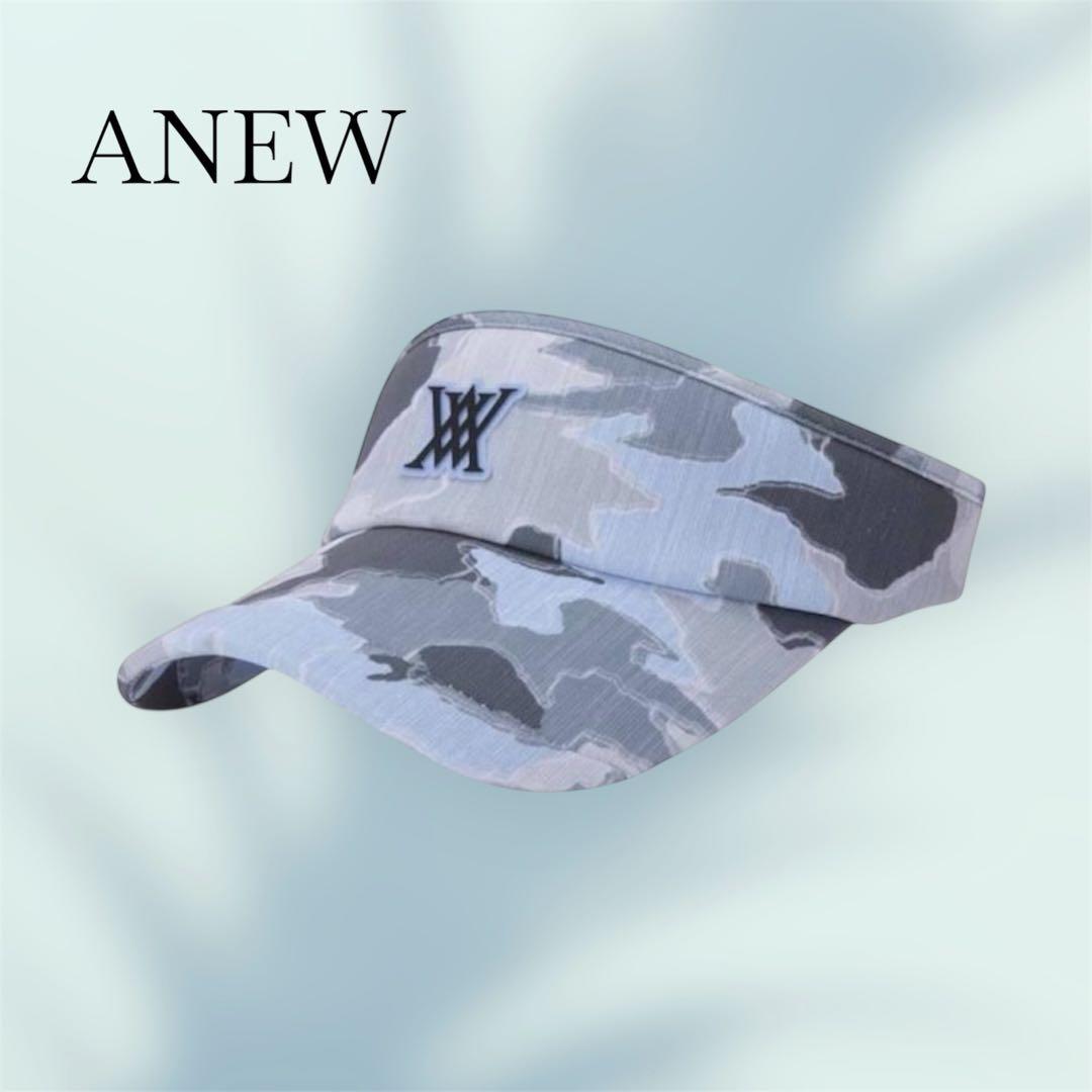 新品⭐️タグ付き❤️S サイズ ANEW ロゴ　サンバイザー　ブルーカモ