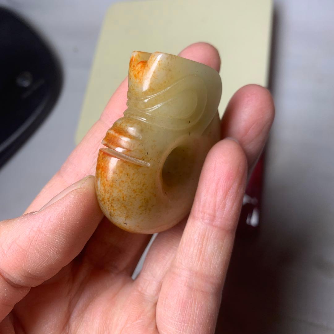 和田白玉　古玉 紅山文化　猪龍
