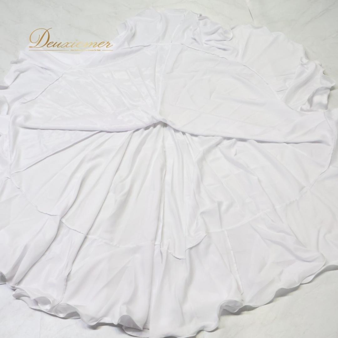 【美品 フラメンコ衣装】ホワイト ペチコート ファルダ スカート 無地 光沢 白