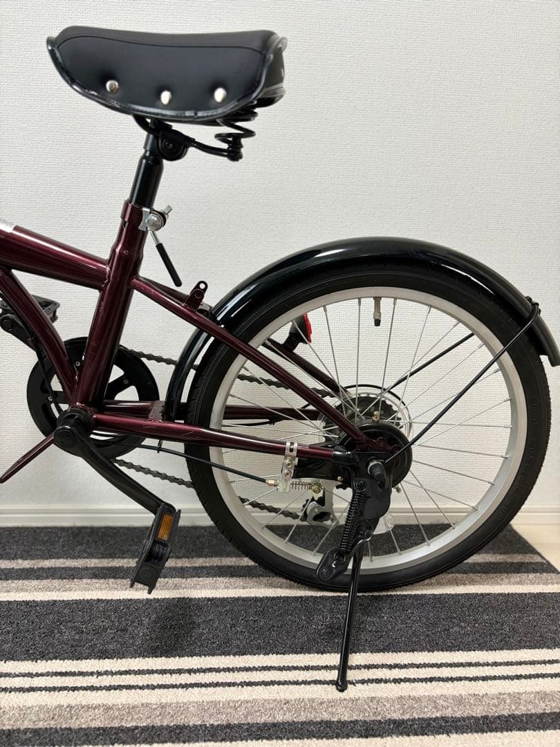 多摩市直　折り畳み自転車変速付20インチ　ワインレッド&ブラック