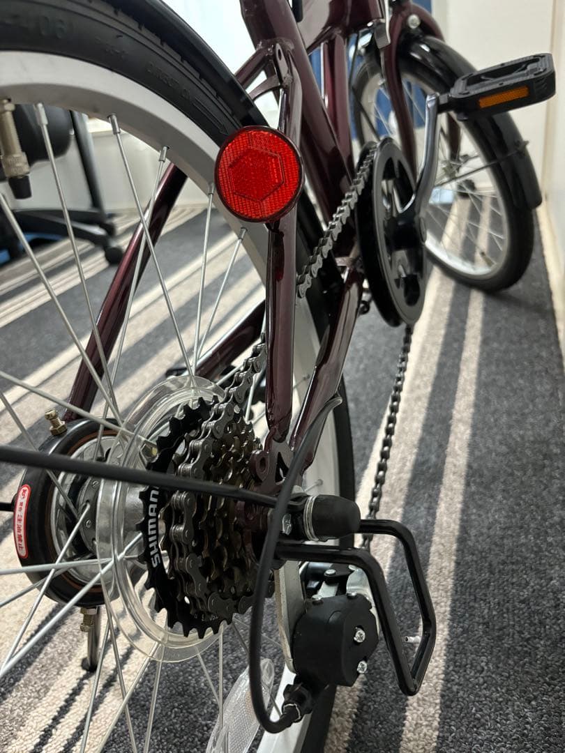 多摩市直　折り畳み自転車変速付20インチ　ワインレッド&ブラック