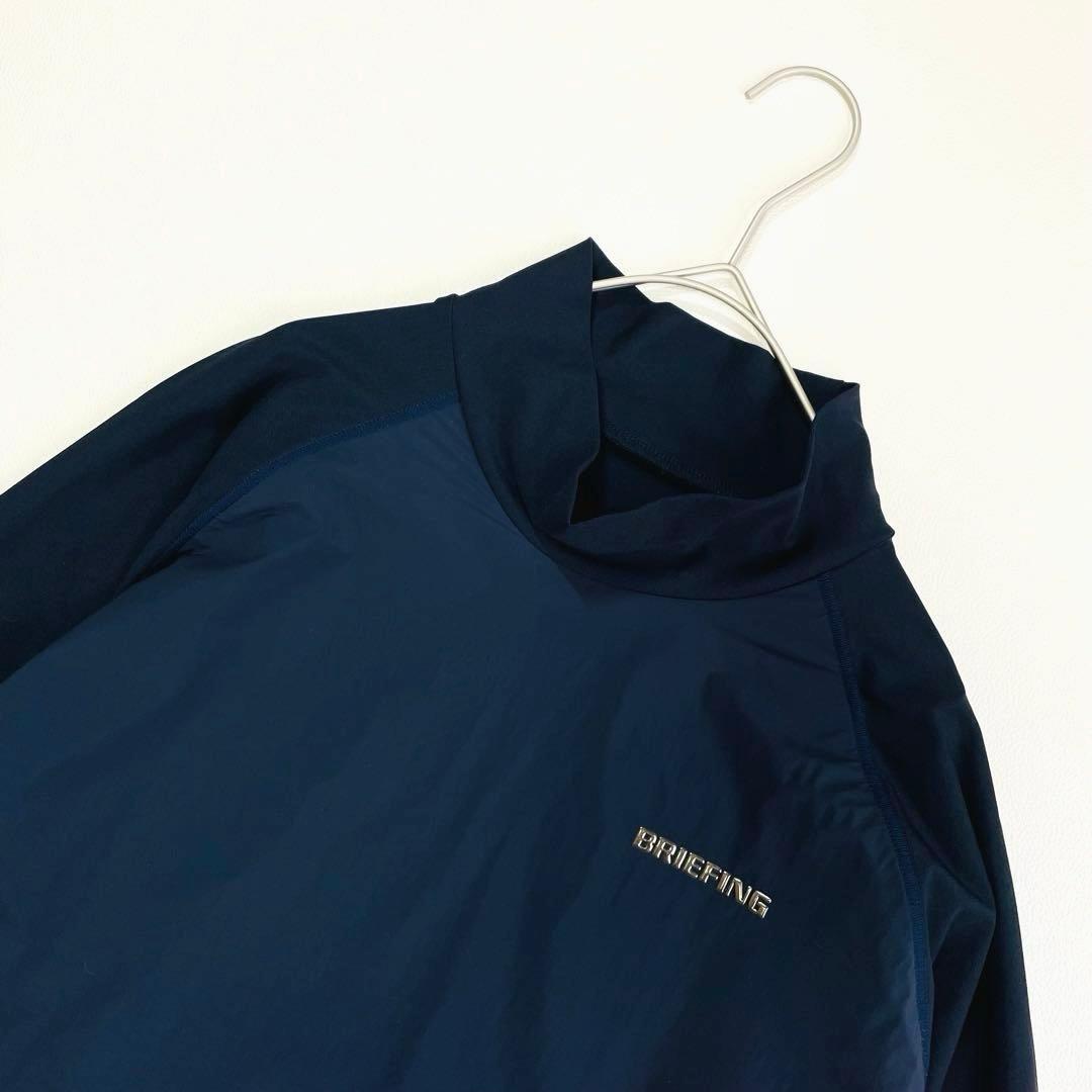 6310【美品】ブリーフィング　長袖モックネックシャツ　Tシャツ　ネイビー