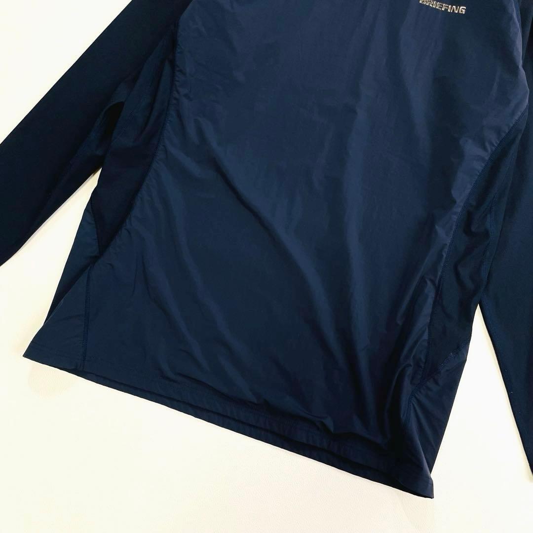 6310【美品】ブリーフィング　長袖モックネックシャツ　Tシャツ　ネイビー