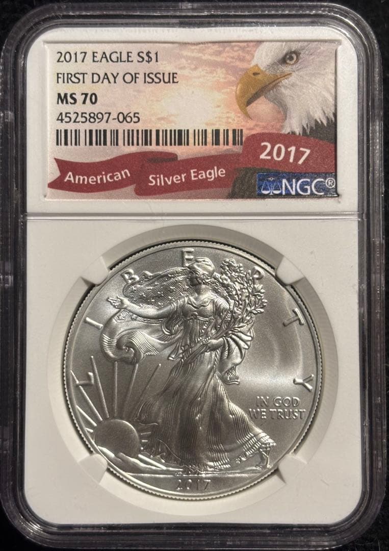 【最高鑑定/初期】2017年 アメリカ イーグル銀貨 MS70 1オンス 純銀