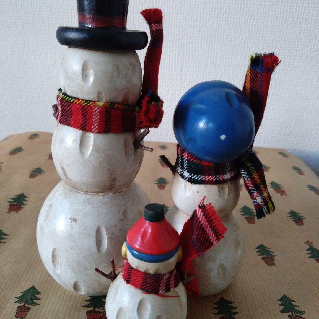 ヴィンテージ　木製　スノーマン親子　北欧　クリスマス