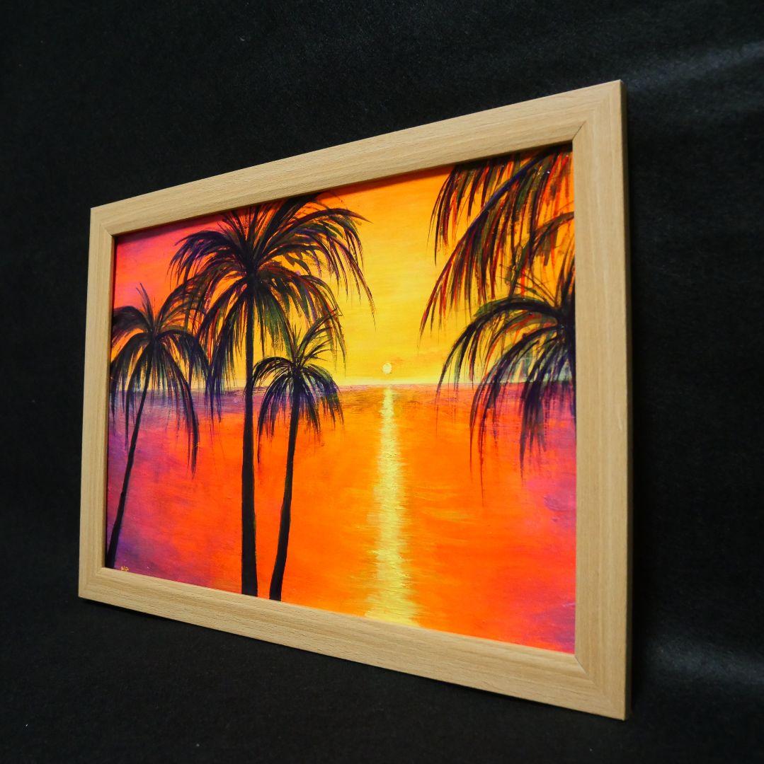 油絵 絵画 【夕暮れのビーチ】
