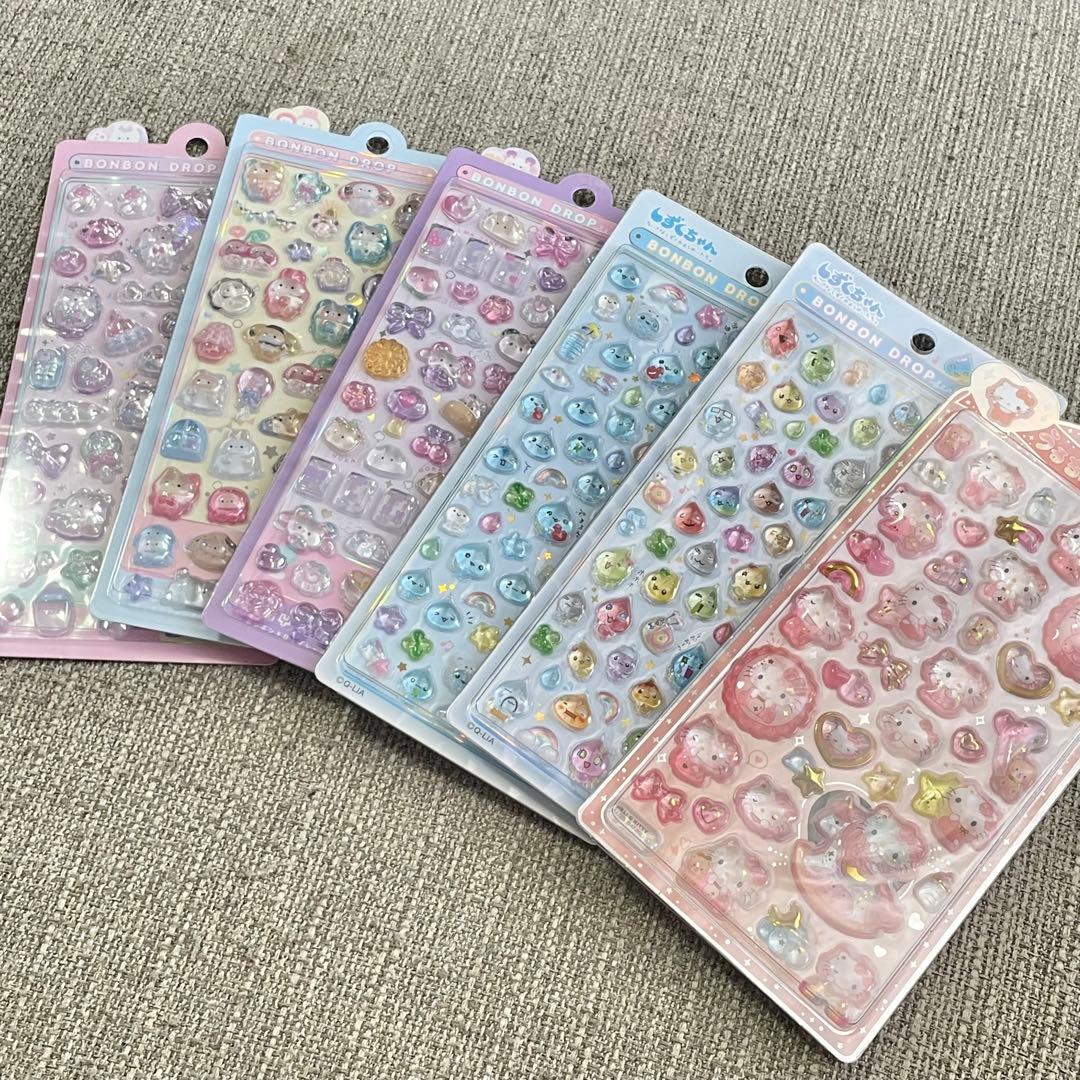 ボンボンドロップシール　きぐるみ　にーはお　にゆこん　しずくちゃん　キティ