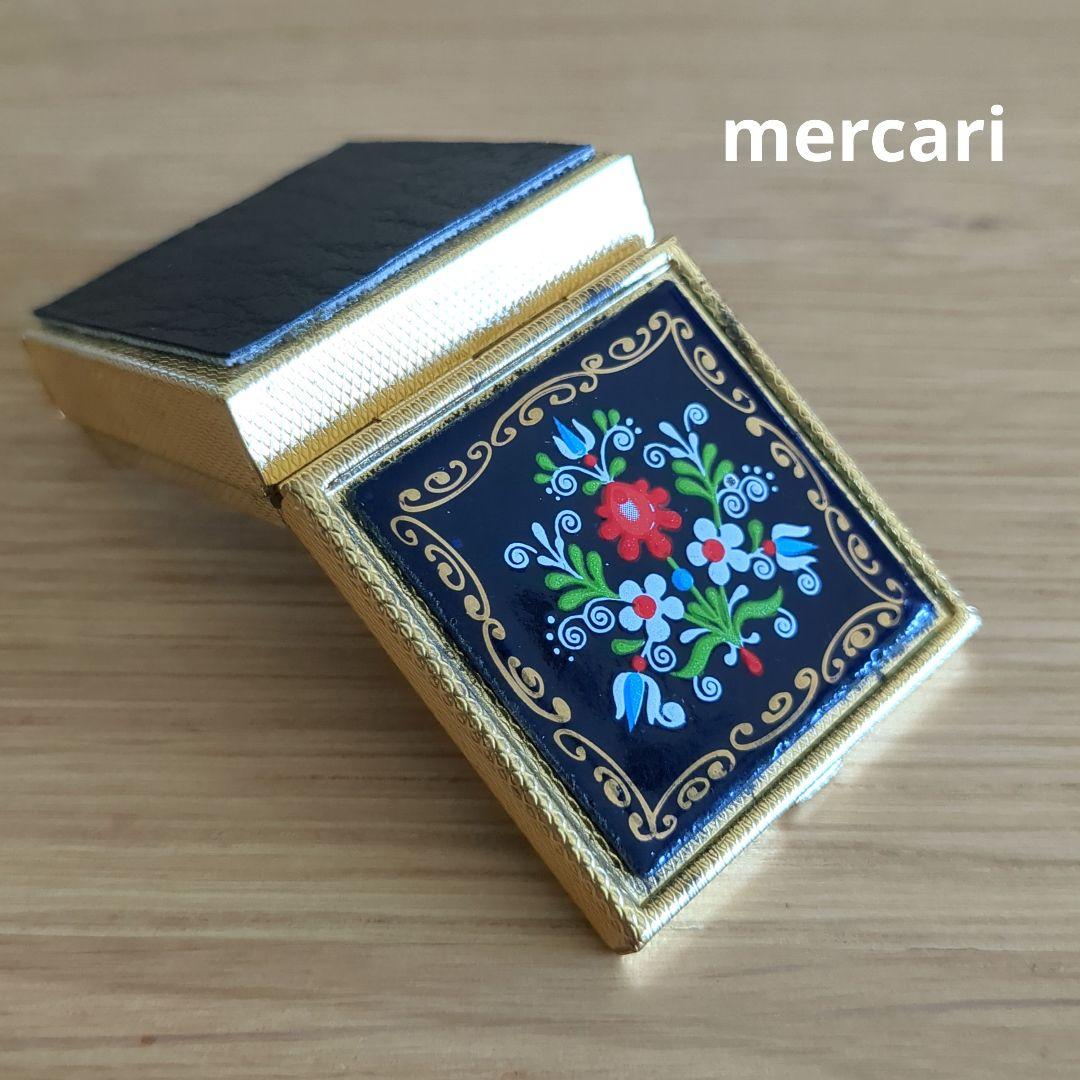 オーストリア　ウィーン　エナメル　ピルケース　小箱　ヴィンテージ　赤白花