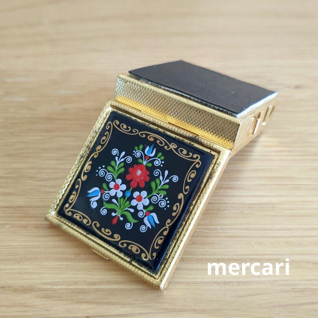 オーストリア　ウィーン　エナメル　ピルケース　小箱　ヴィンテージ　赤白花