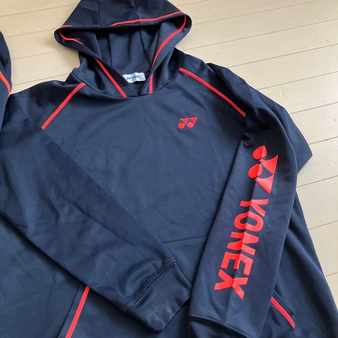 お値下げ中‼️YONEX フード付き上下セット Lサイズ ネイビー