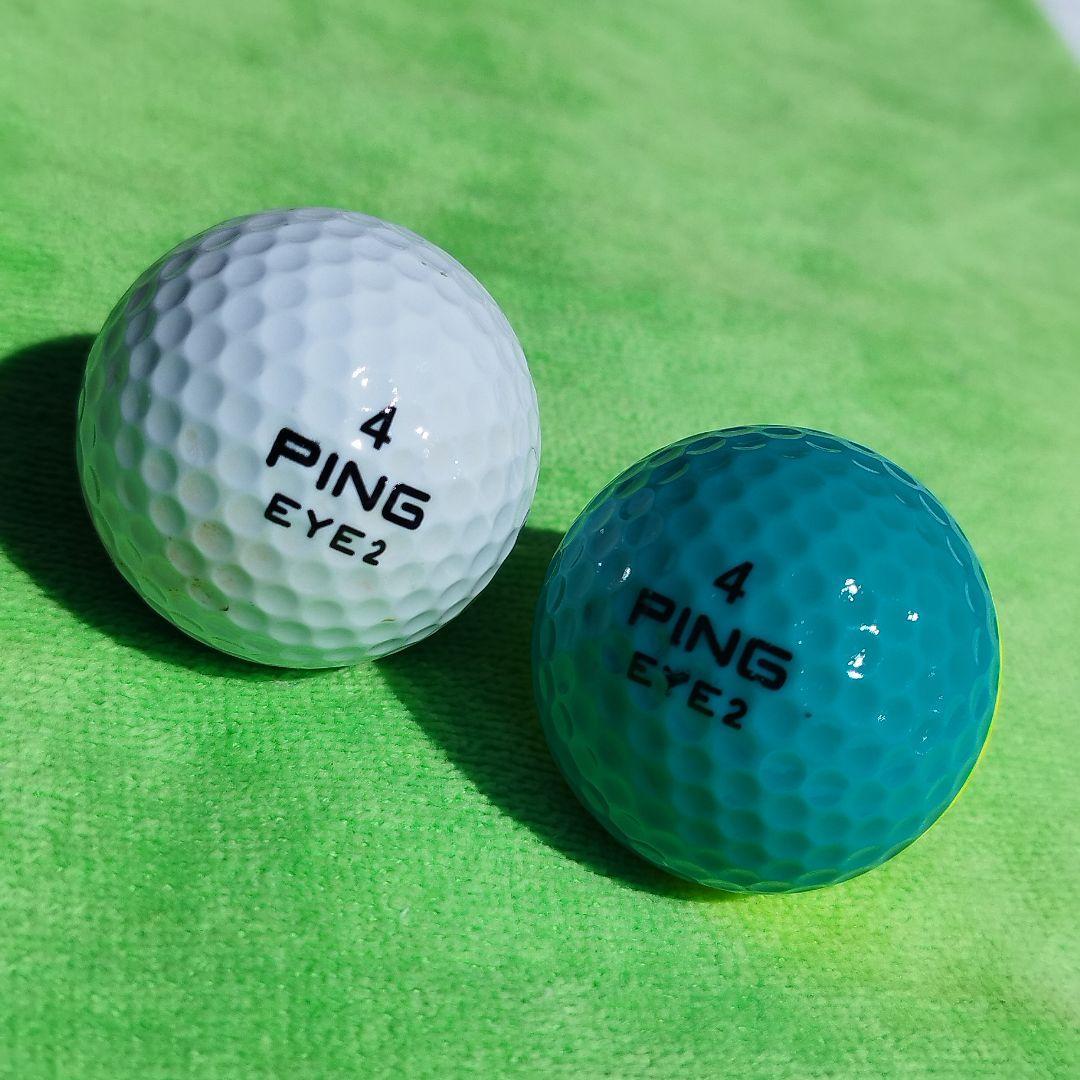 【完全未打球】伝説のPING EYE2 2トーンゴルフボール 2球セット 虹運