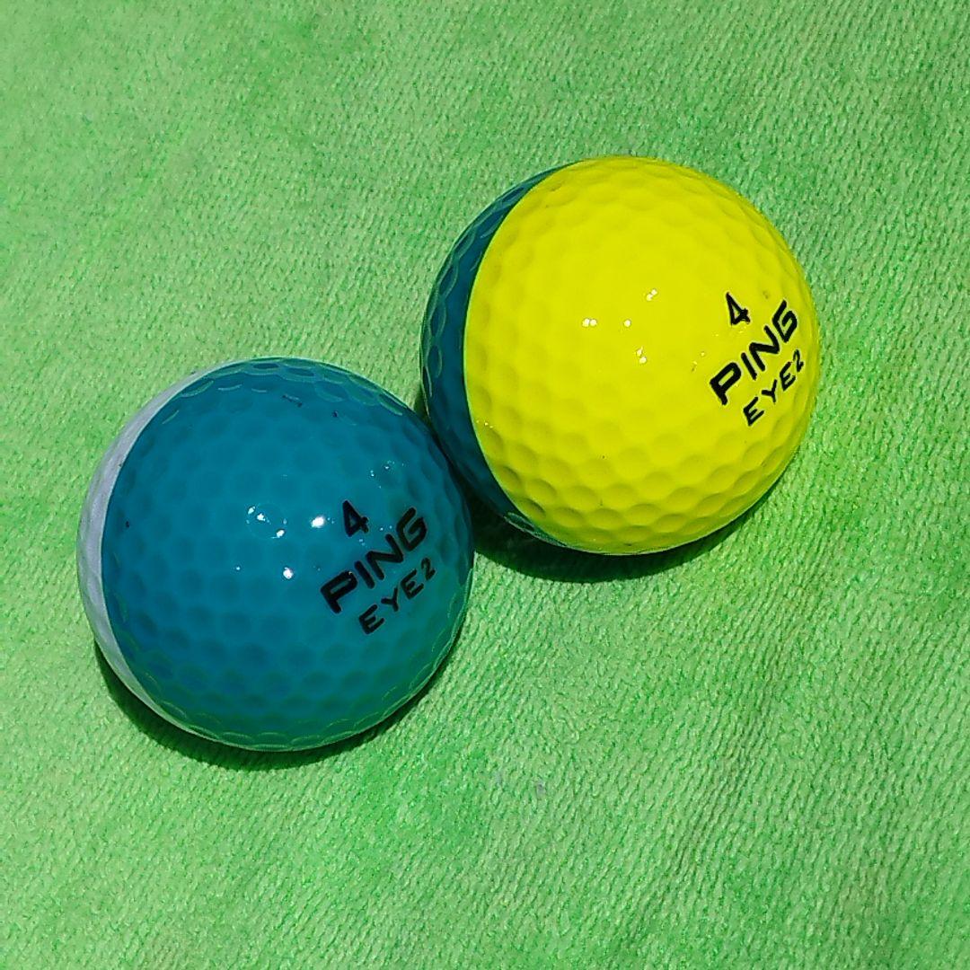 【完全未打球】伝説のPING EYE2 2トーンゴルフボール 2球セット 虹運