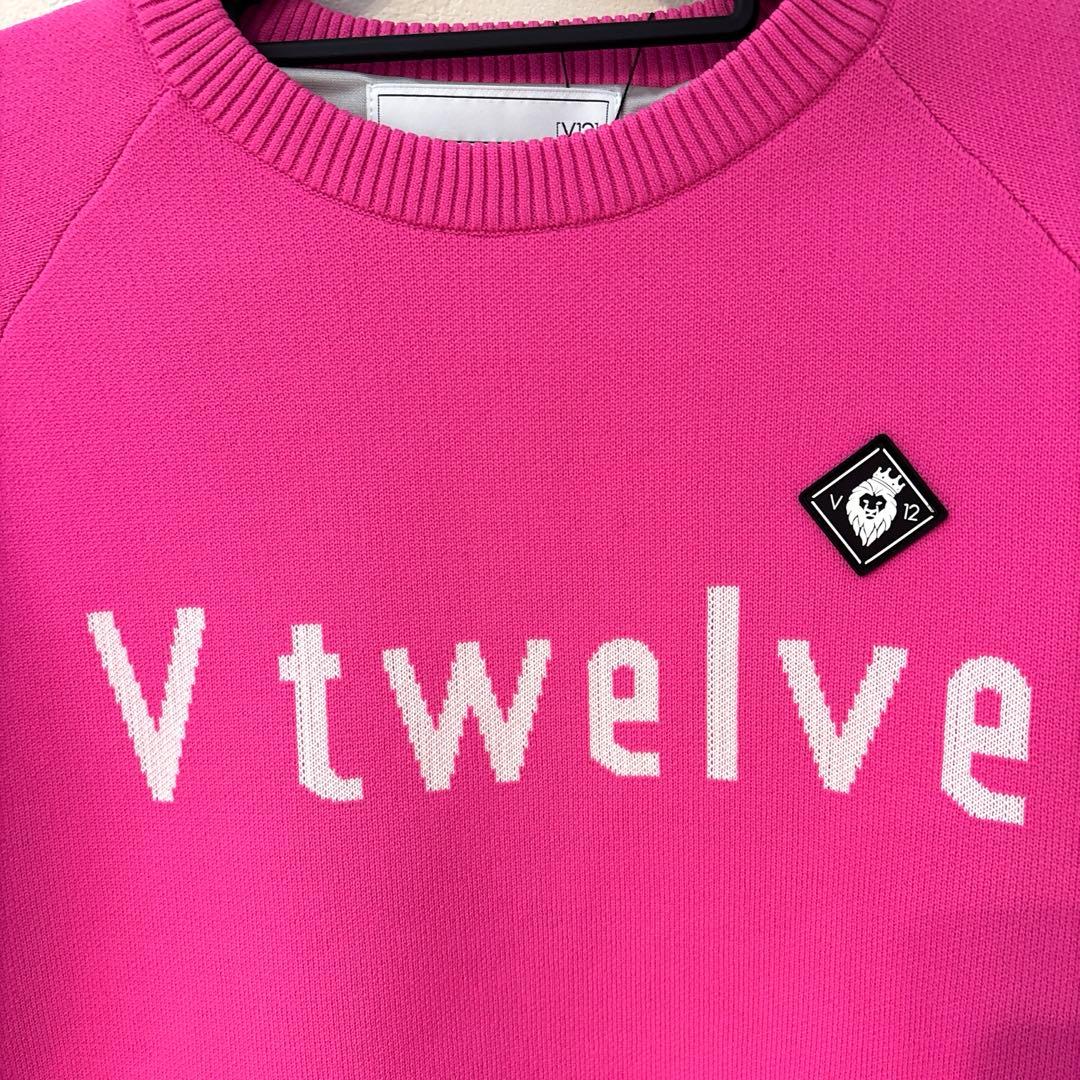 【新品❤︎】V TWELVE TYPO KNIT ピンク Lサイズ/ゴルフニット