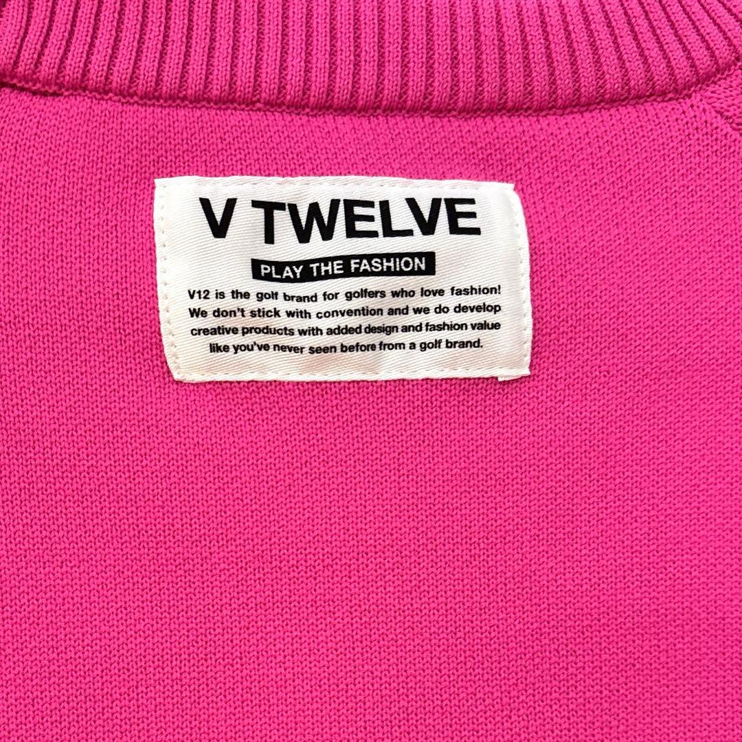 【新品❤︎】V TWELVE TYPO KNIT ピンク Lサイズ/ゴルフニット