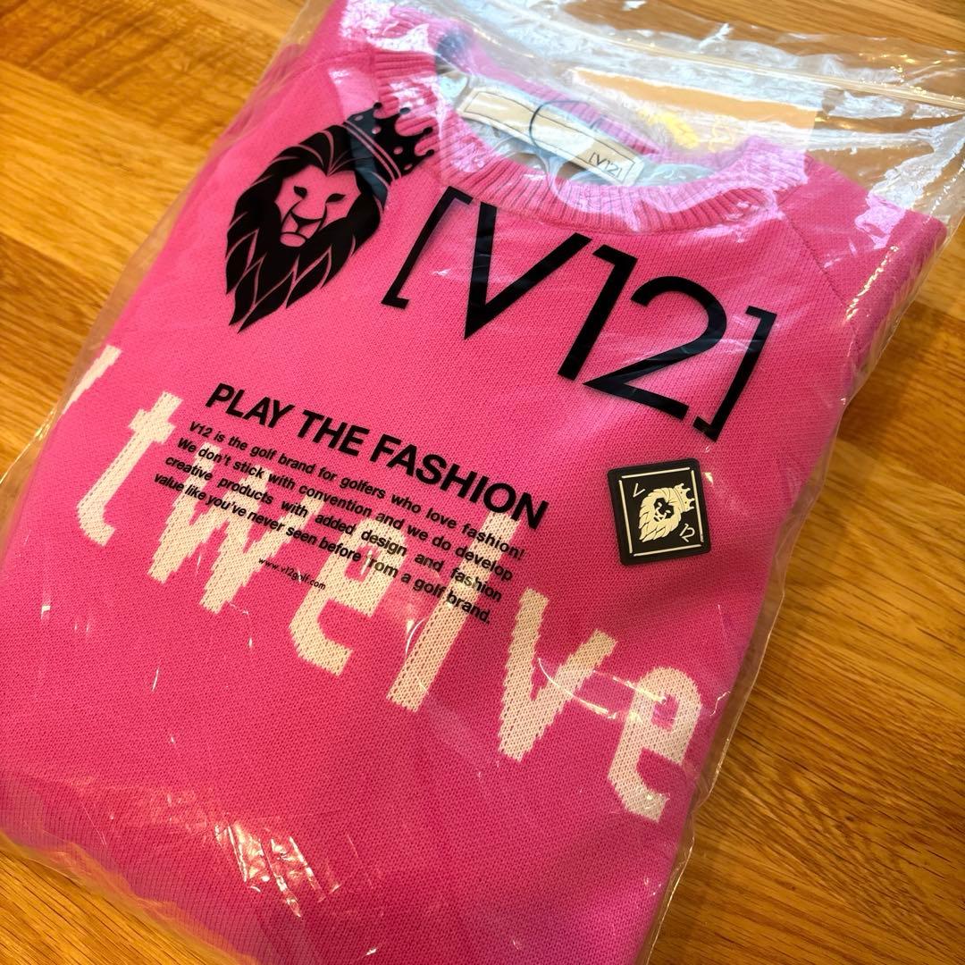 【新品❤︎】V TWELVE TYPO KNIT ピンク Lサイズ/ゴルフニット