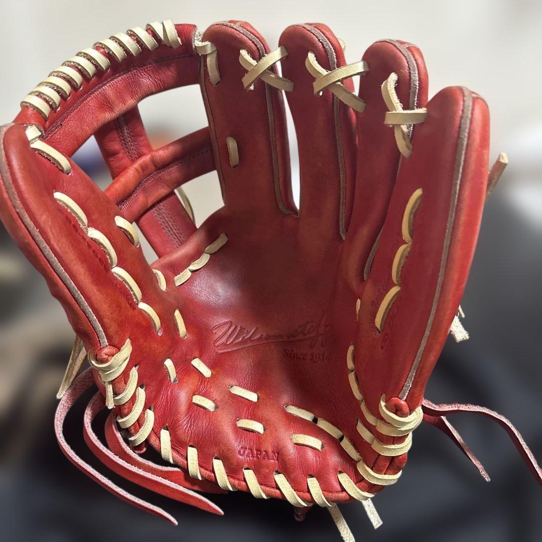 ウィルソンスタッフ 硬式グローブ 内野手用 キャメルオレンジ 日本製 袋付