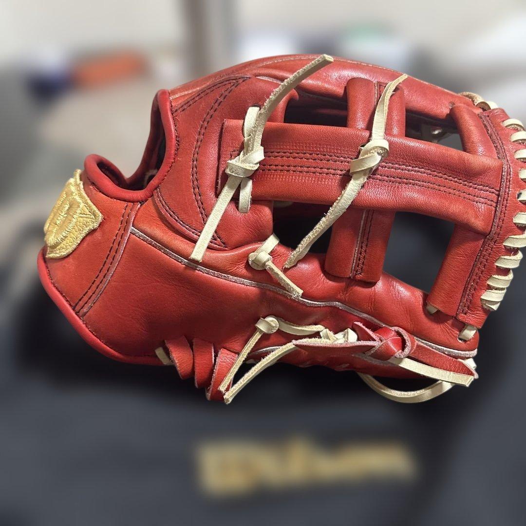 ウィルソンスタッフ 硬式グローブ 内野手用 キャメルオレンジ 日本製 袋付