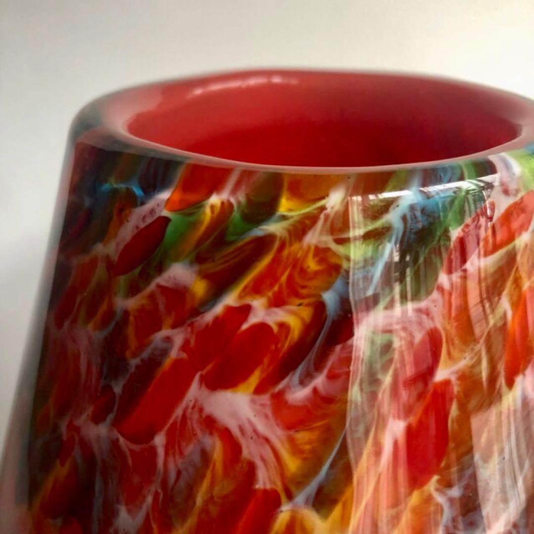 ARTGLASS アートグラス ガラス花瓶 花器 マーブル 昭和レトロ