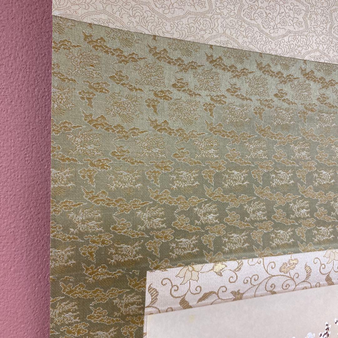 美品 掛け軸 林萬城作 紅白梅図 共箱 縁起物 年中掛け 盆栽