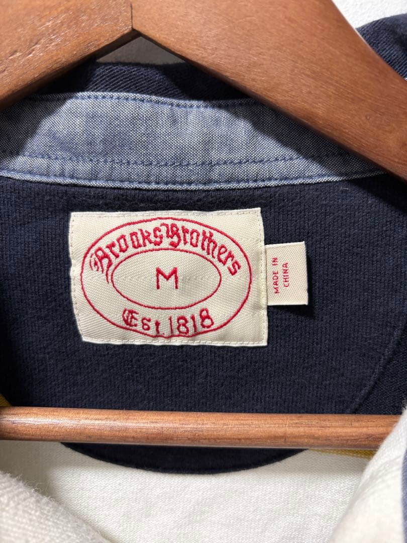 Brooks Brothers ラガーシャツ M ネイビー/ホワイト/イエロー