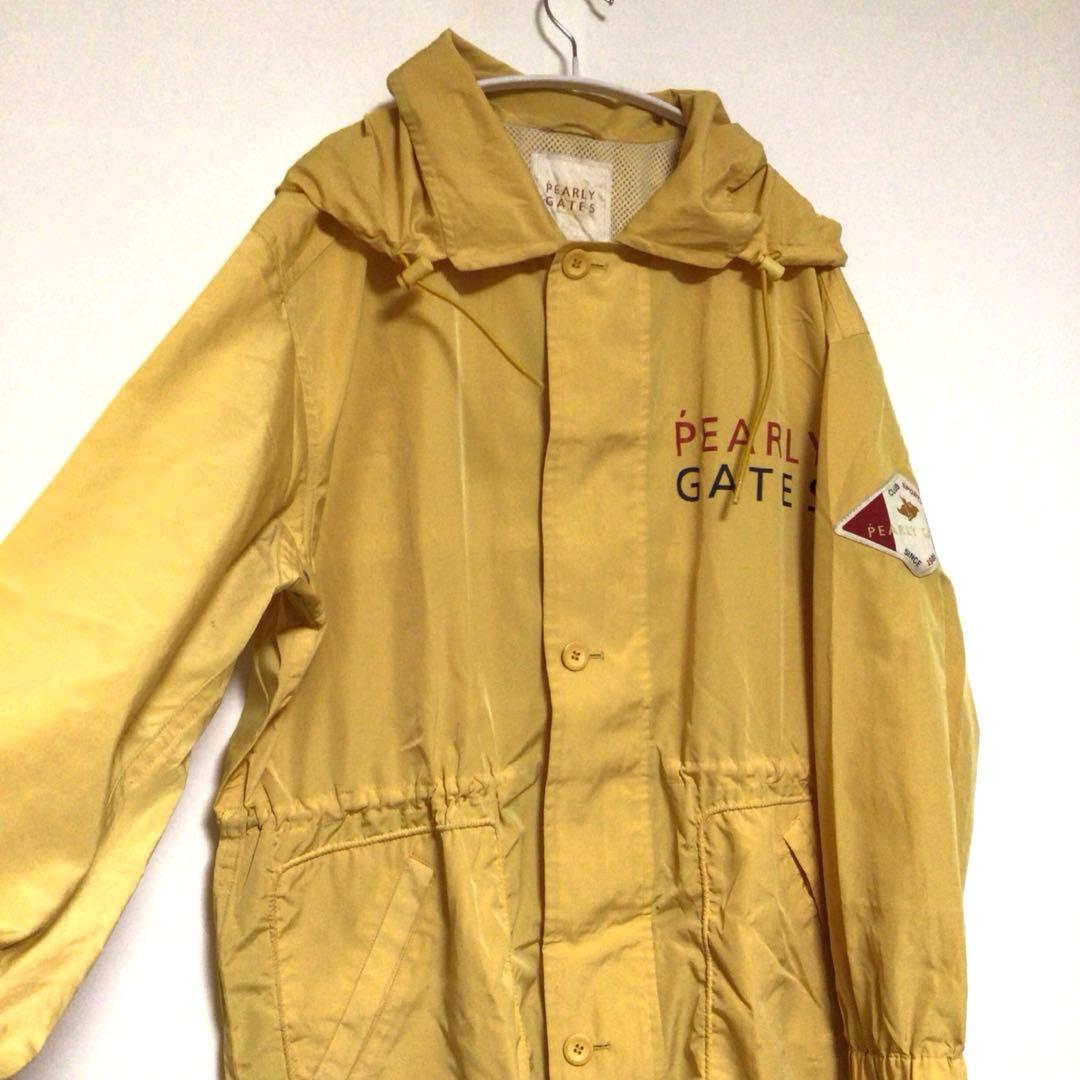 PEARLY GATES デカロゴ ナイロンジャケット フーディ 黄 フリー