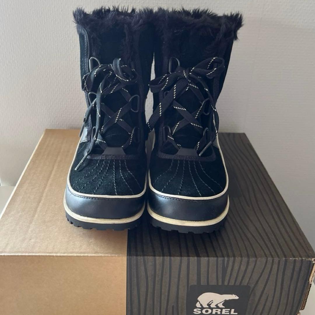 【SOREL 】ファー付き ブラックスノーブーツ