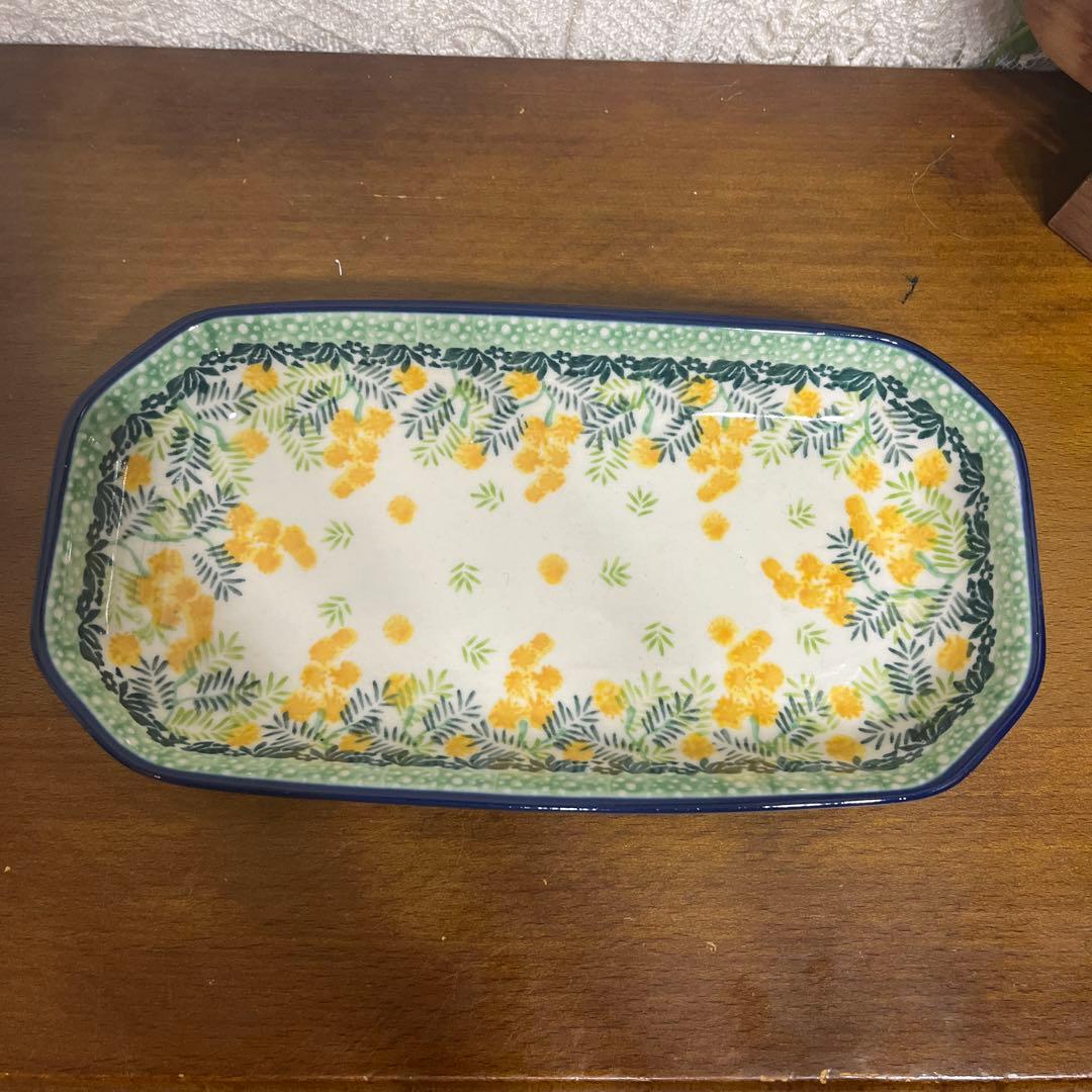 ツェラミカ☆ハンドメイド☆長皿☆ミモザ