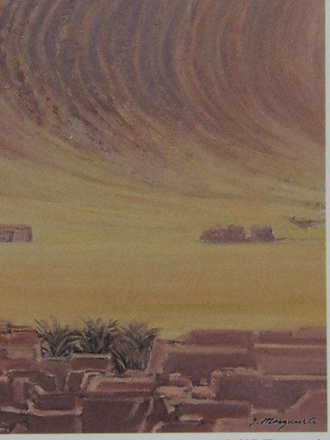 松浦安弘、【砂の流れ】、希少な額装用画集画、新品高級額 額装付、状態良好