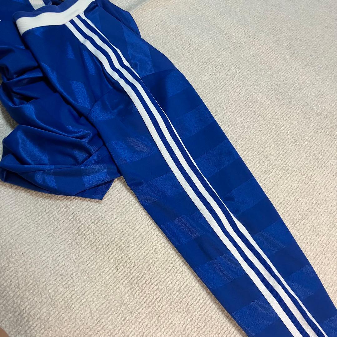 【90s】adidasゲームシャツ長袖ピケ　ヴィンテージ　サイズOトレフォイル青