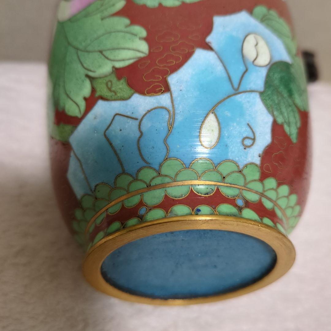【匿名配送／色鮮やか／美品】伝統的中国風 花瓶 赤茶色と緑色２個セット