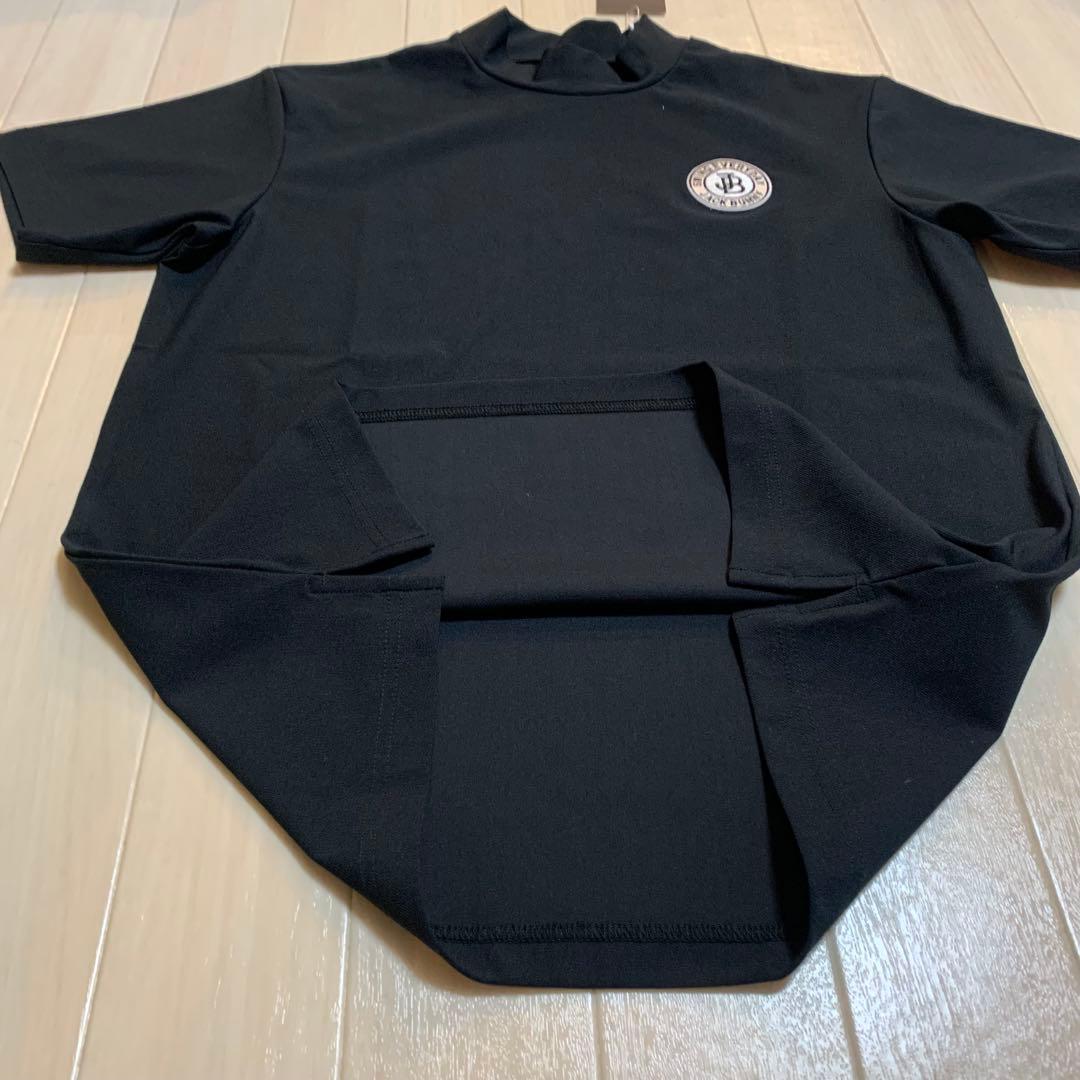 新品【ジャックバニー】メンズ　半袖モックネック　シャツ　4/M 黒　ゴルフウェア