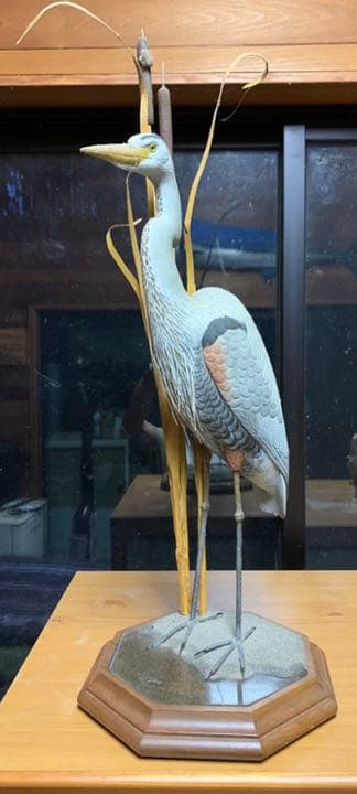青鷺の立像、美術工芸品（作者署名付き）