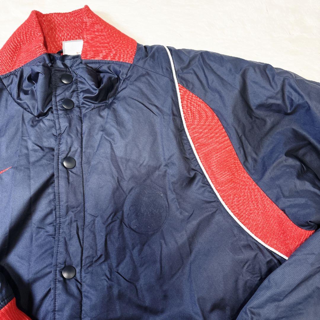 NIKE 90s 中綿ジャケット L 刺繍ロゴ ネイビー×レッド グラコン 配色