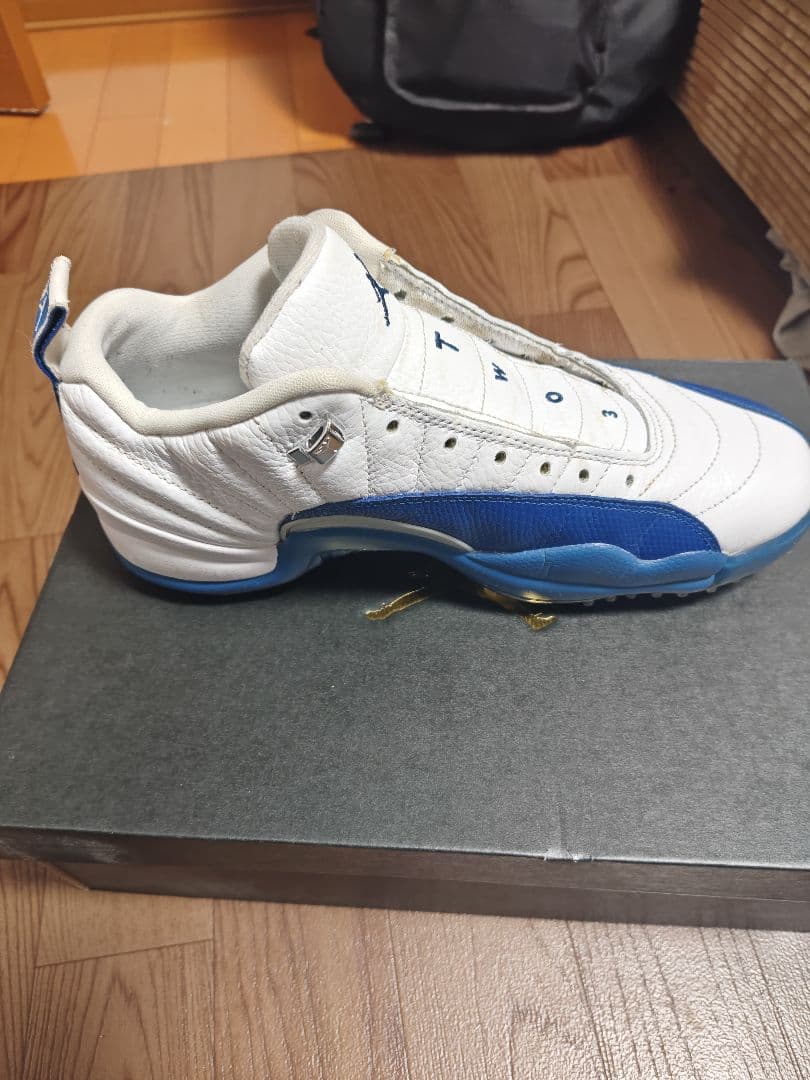 Air Jordan 12 ホワイト/ブルー TW03ゴルフシューズ