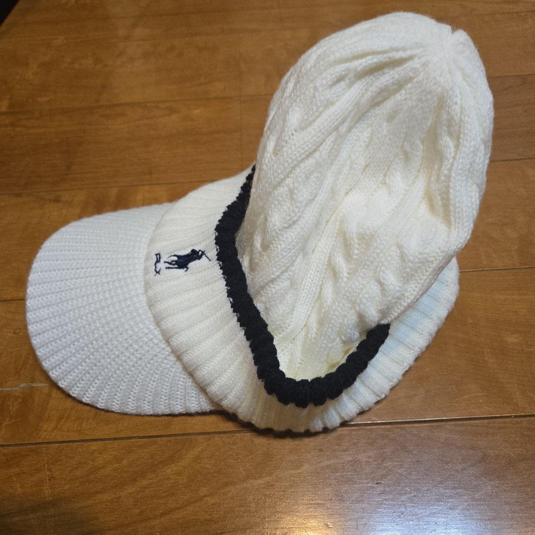 RLX Ralph Lauren ニット帽 バイザー ホワイト