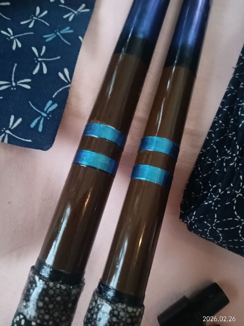 カーボン1本半竿掛ブルーメタ鮫皮&綾形カスタム・へら竿へら鮒ヘラザオへら・竿掛け
