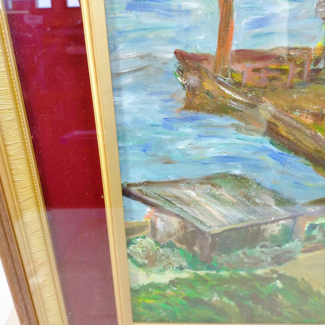 油彩画　港図　洋画　風景画　作者不詳