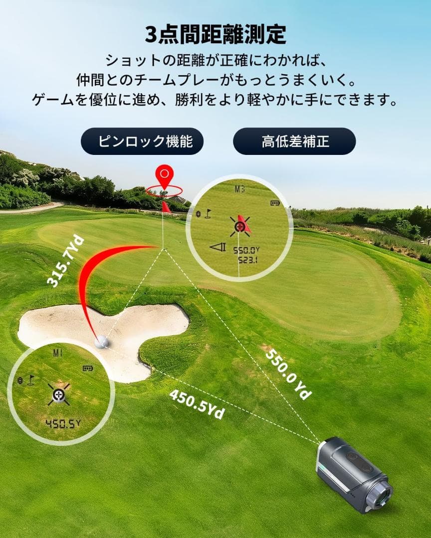 Wosports ゴルフレーザー距離計 mini