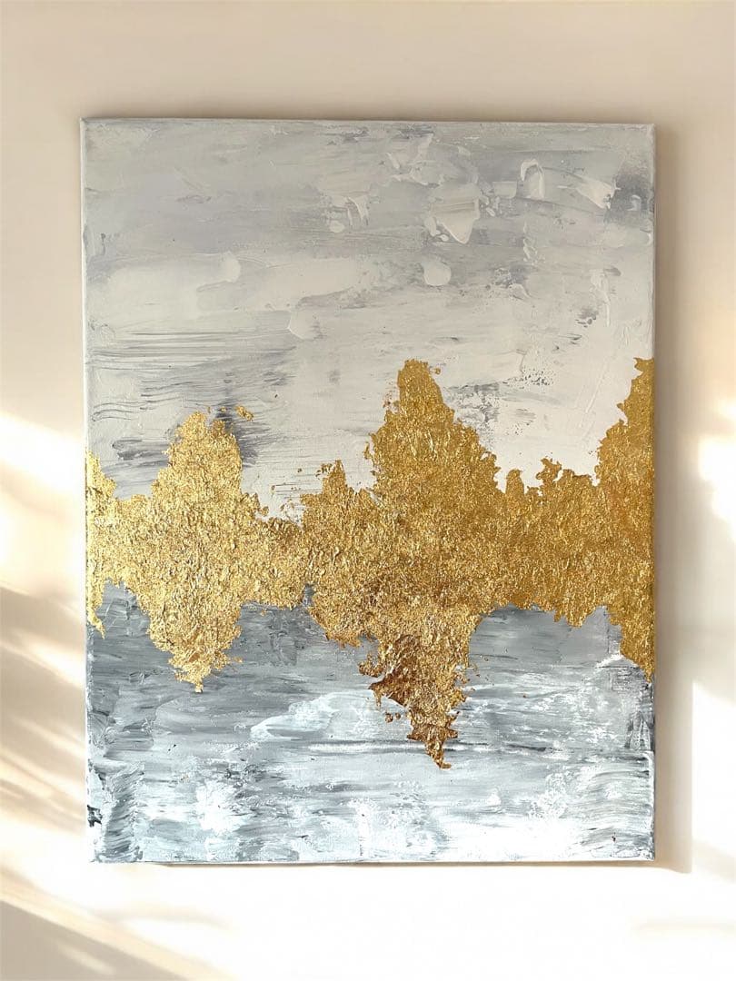 抽象アクリル画 金箔アート