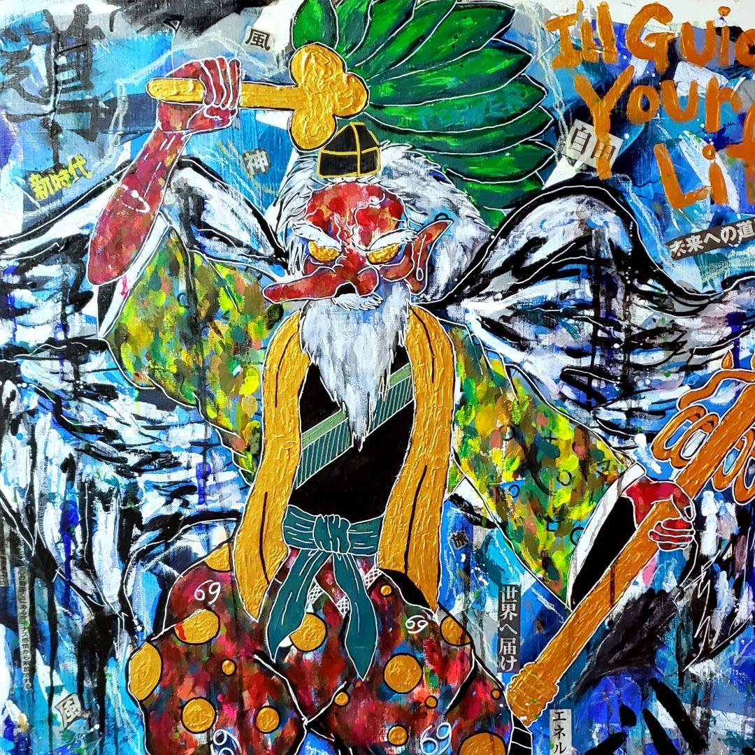 【一点物:F20号】道開きの神SARUTAHIKO-天狗【現代アート/絵画】